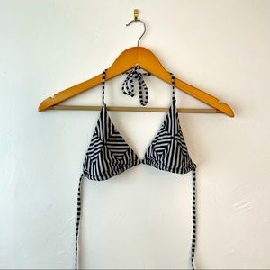 Victoria’s Secret Black and White Striped Geometric Triangle Swim Bikini Top